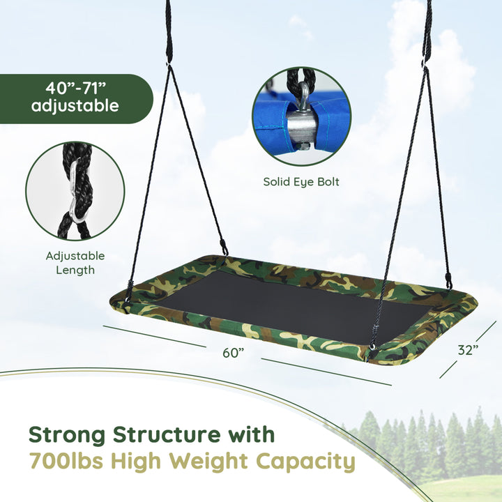 60 Kids Giant Tree Rectangle Swing 700 lbs w/ Adjustable Hanging Ropes Image 3