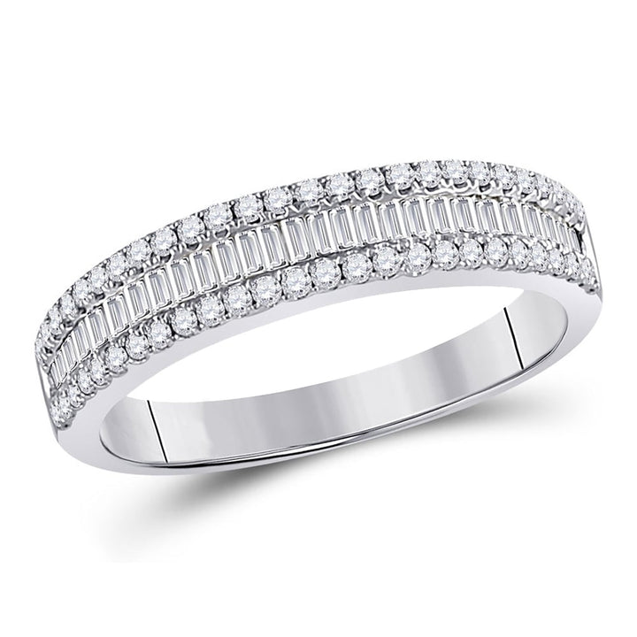 2/5 Carat (ctw G-H I2-I3) Diamond Wedding Anniversary Band Ring in 14K White Gold Image 1