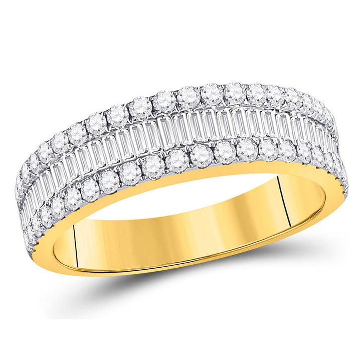 1.00 Carat (ctw G-HI2-I3) Diamond Wedding Anniversary Band Ring in 14K Yellow Gold Image 1