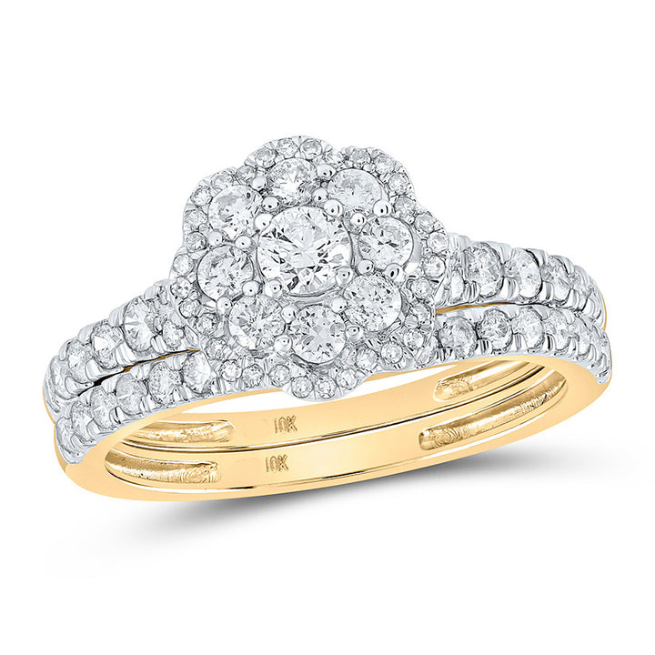1.00 Carat (G-HI2) Diamond Engagement Ring Wedding Set in 10K Yellow Gold Image 1