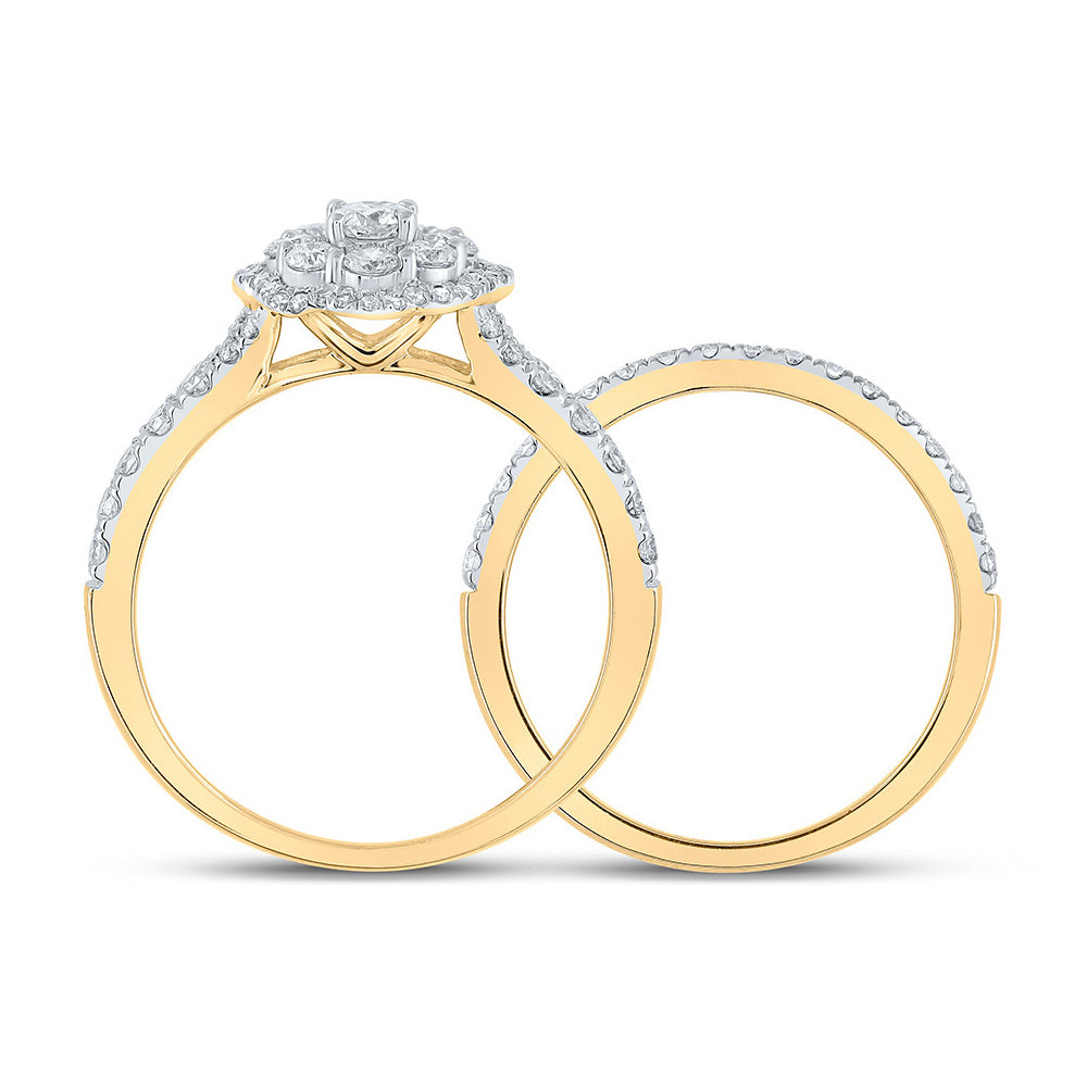 1.00 Carat (G-HI2) Diamond Engagement Ring Wedding Set in 10K Yellow Gold Image 2