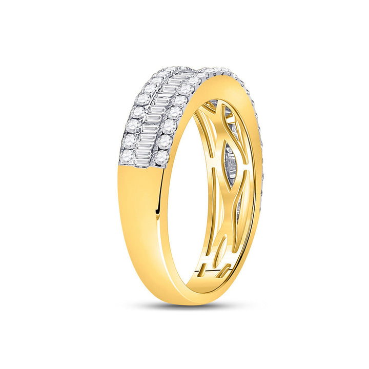 1.00 Carat (ctw G-HI2-I3) Diamond Wedding Anniversary Band Ring in 14K Yellow Gold Image 3