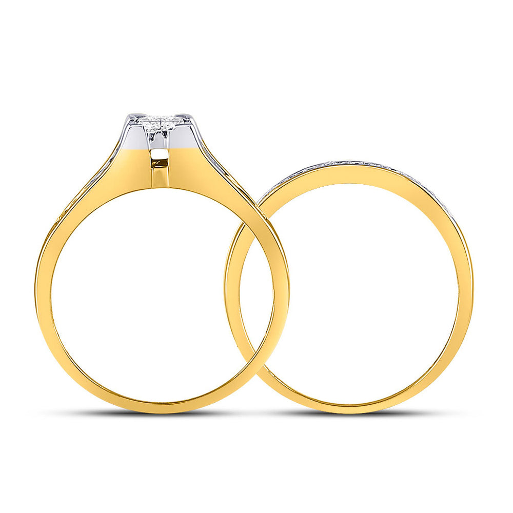 1/2 Carat (G-H I2) Princess Cut Diamond Engagement Ring Wedding Set in 10K Yellow Gold Image 3