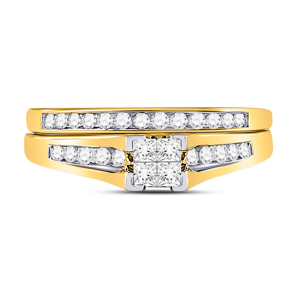 1/2 Carat (G-H I2) Princess Cut Diamond Engagement Ring Wedding Set in 10K Yellow Gold Image 4