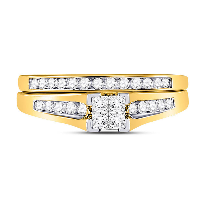 1/2 Carat (G-H I2) Princess Cut Diamond Engagement Ring Wedding Set in 10K Yellow Gold Image 4