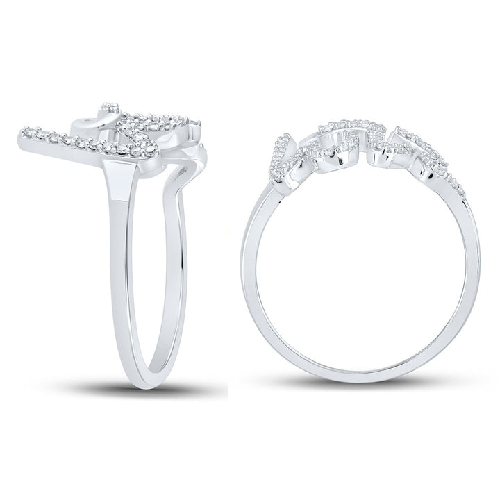 1/5 Carat (ctw) Diamond LOVE Ring in 10K White Gold Image 4