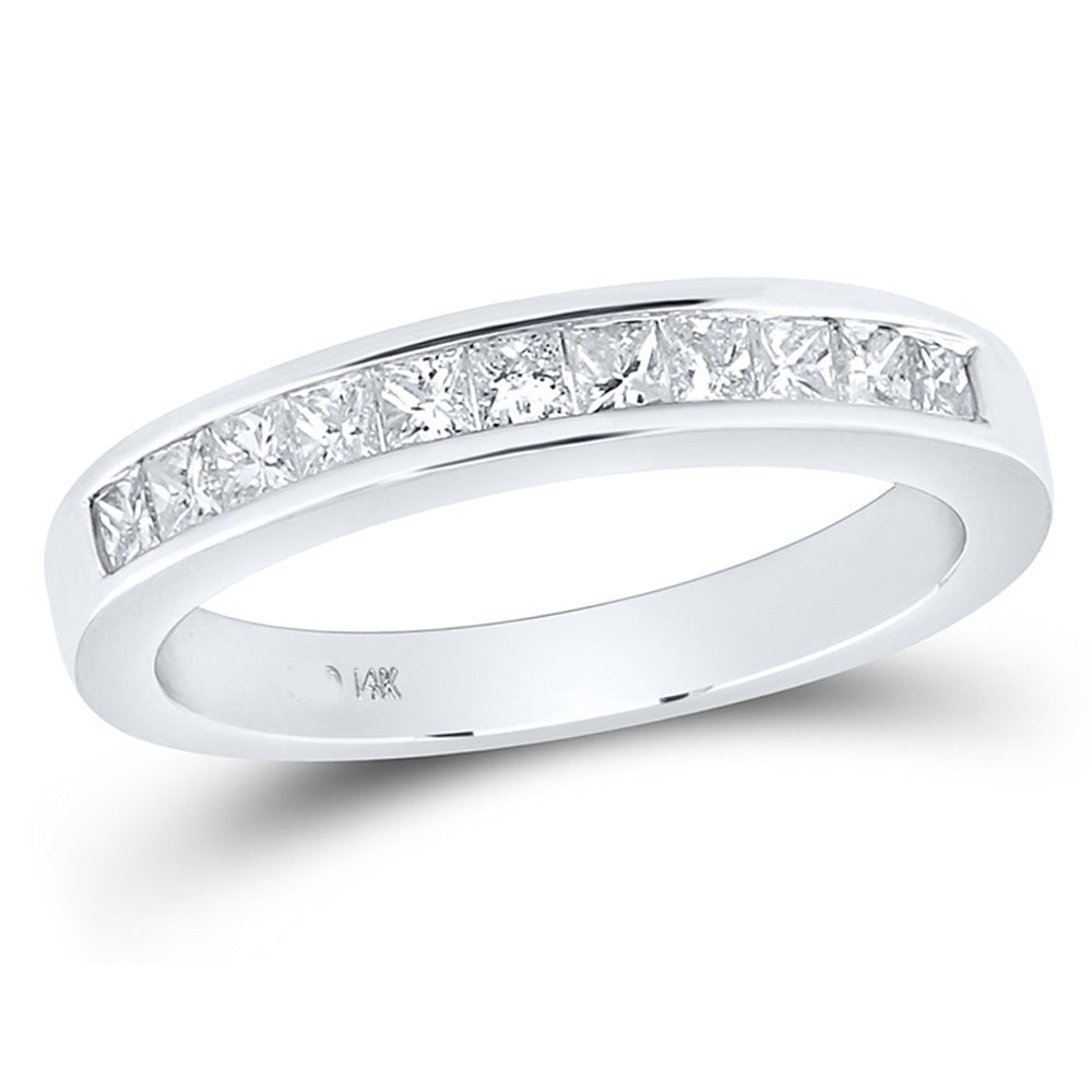 1/2 Carat (ctw G-H I1-I2) Princess-Cut Diamond Wedding Band Ring in 14K White Gold Image 1