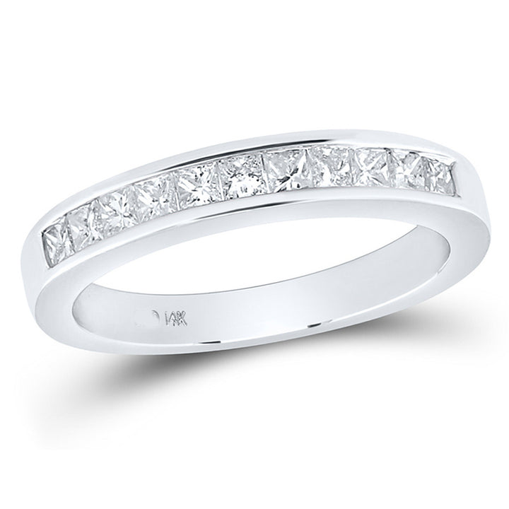 1/2 Carat (ctw G-H I1-I2) Princess-Cut Diamond Wedding Band Ring in 14K White Gold Image 1