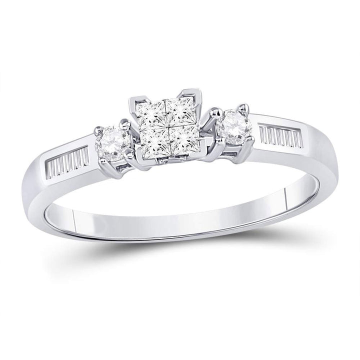 2/5 Carat (G-H I2) Princess-Cut Diamond Engagement Ring Wedding Set in 10K White Gold Image 4