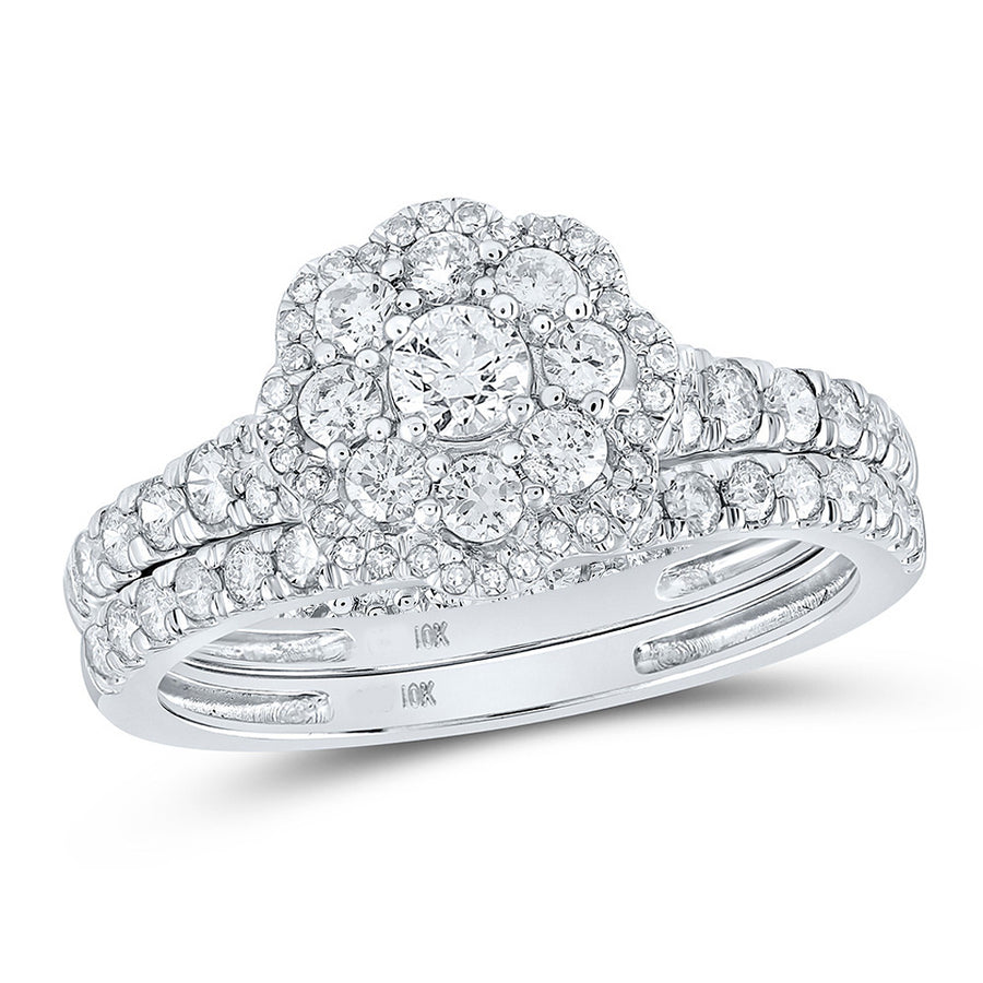 1.00 Carat (G-HI2) Diamond Engagement Ring Wedding Set in 10K White Gold Image 1