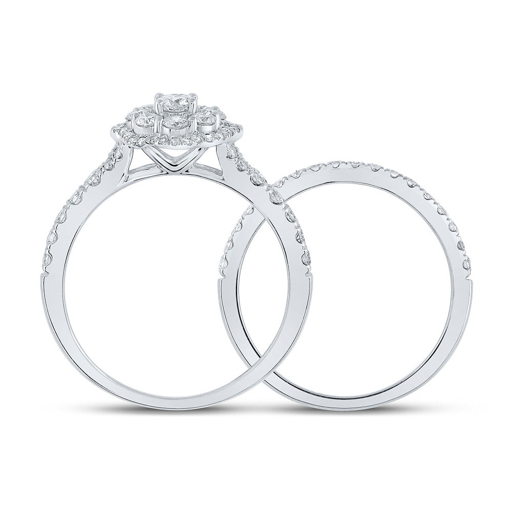 1.00 Carat (G-HI2) Diamond Engagement Ring Wedding Set in 10K White Gold Image 2