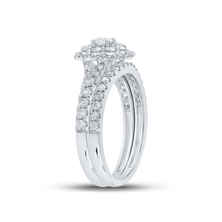 1.00 Carat (G-HI2) Diamond Engagement Ring Wedding Set in 10K White Gold Image 3