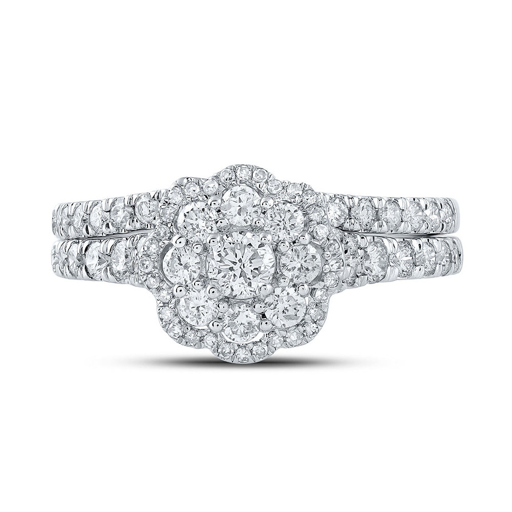 1.00 Carat (G-HI2) Diamond Engagement Ring Wedding Set in 10K White Gold Image 4