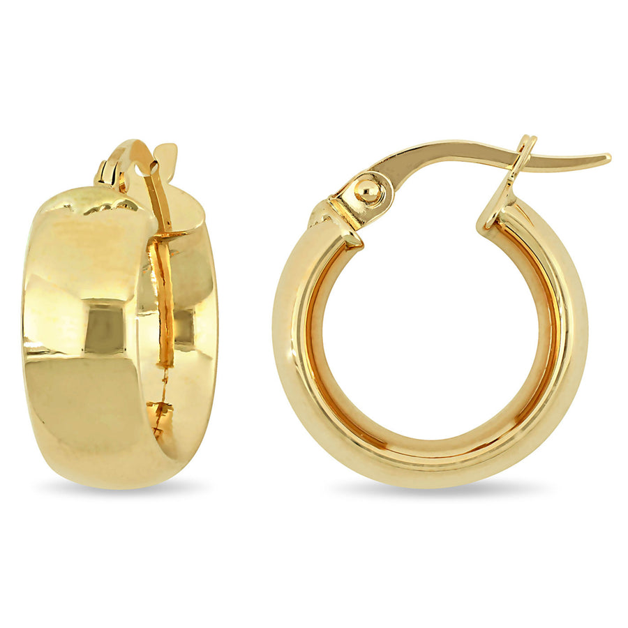 10K Yellow Gold Satin Finish Hoop Earrings Image 1