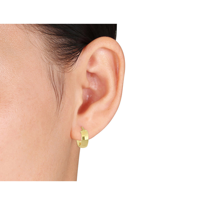 10K Yellow Gold Satin Finish Hoop Earrings Image 4