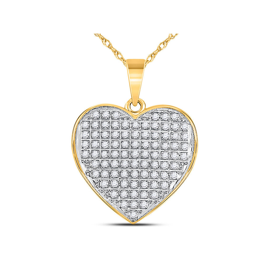 1/4 Carat (ctw) Diamond Heart Pendant Necklace in 10K Yellow Gold with Chain Image 1