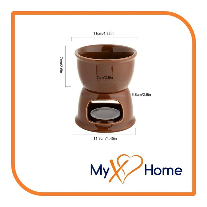 Ceramic Chocolate Fondue Pot / Cheese melting Pot Color: Brown by MyXOHome Image 3