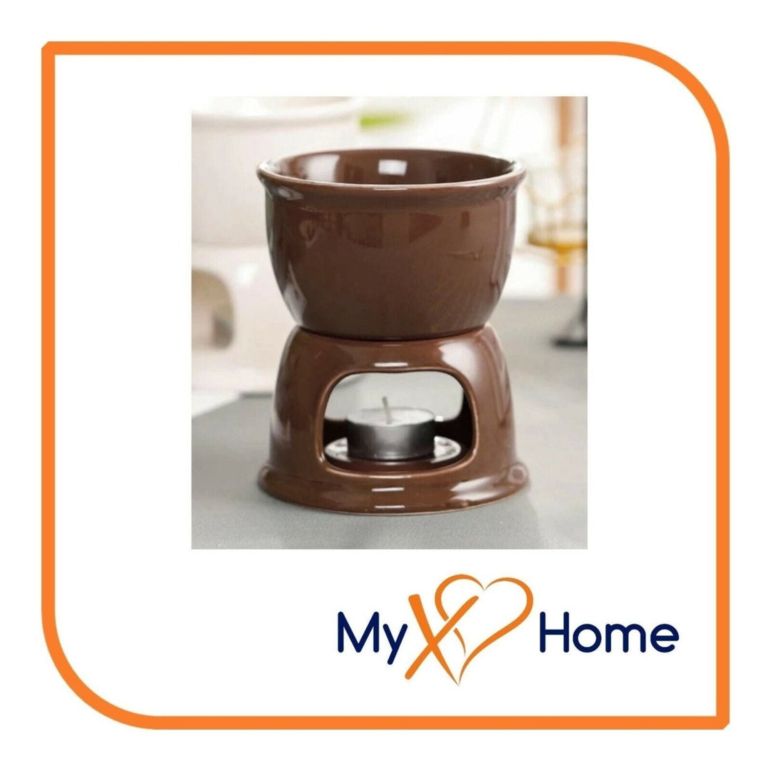 Ceramic Chocolate Fondue Pot / Cheese melting Pot Color: Brown by MyXOHome Image 4