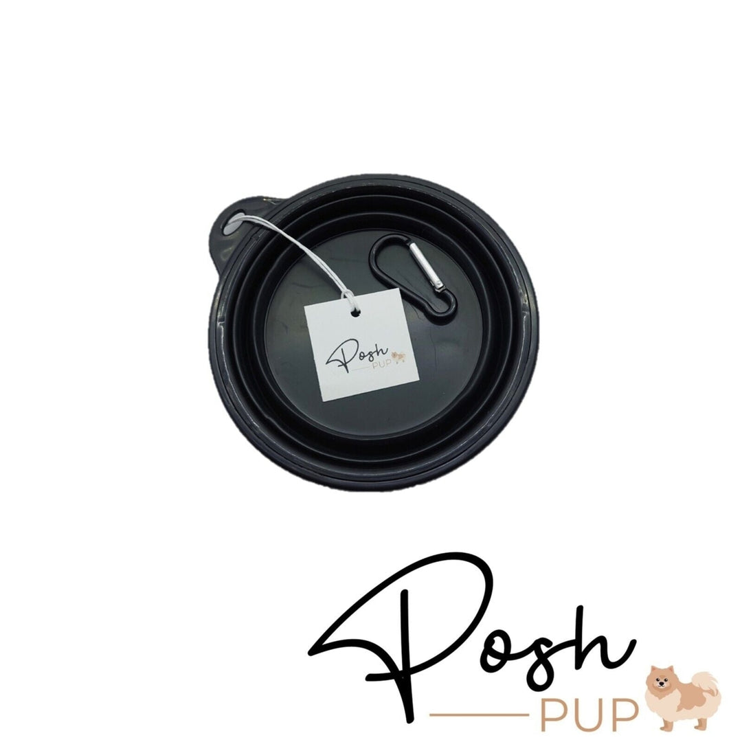 5" Black Silicone Portable Foldable Collapsible Pet Bowl by Posh Pup Image 3