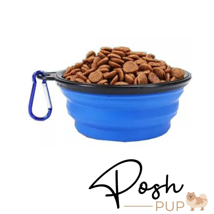 5" Blue Silicone Portable Foldable Collapsible Pet Bowl by Posh Pup Image 7