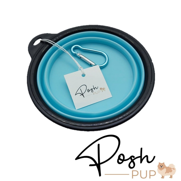 5" Light Blue Silicone Portable Foldable Collapsible Pet Bowl by Posh Pup Image 3