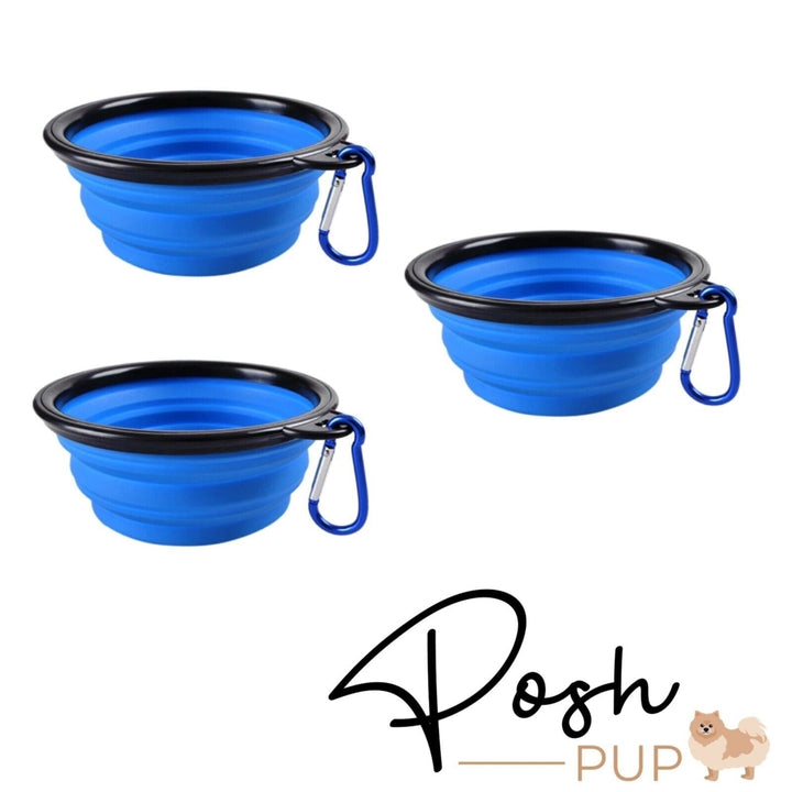 5" Blue Silicone Portable Foldable Collapsible Pet Bowl by Posh Pup Image 10
