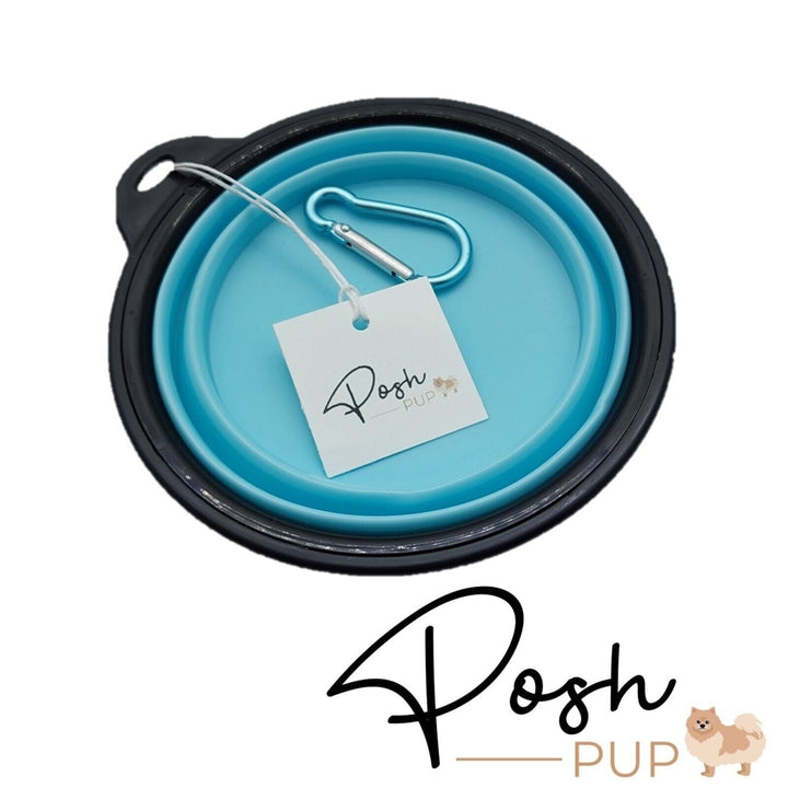 5" Light Blue Silicone Portable Foldable Collapsible Pet Bowl by Posh Pup Image 6