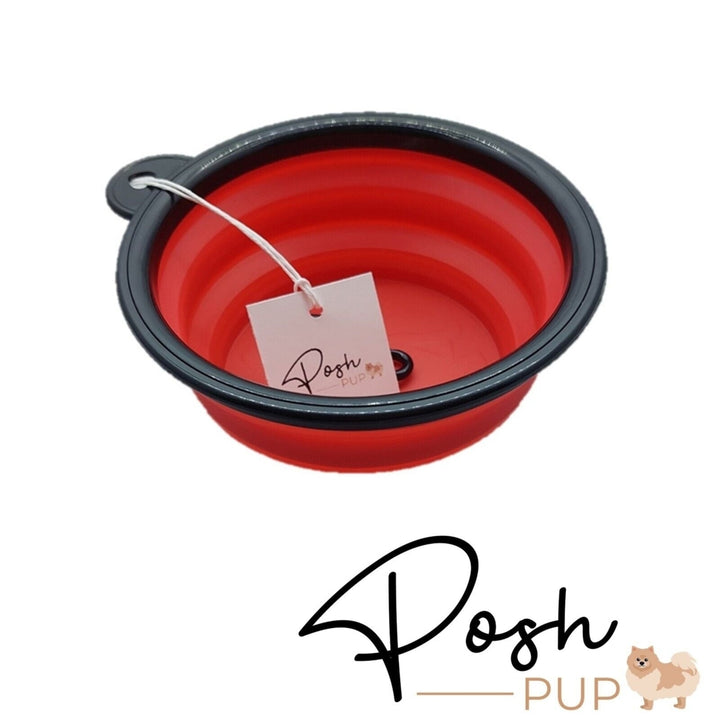 5" Red Silicone Portable Foldable Collapsible Pet Bowl by Posh Pup Image 3
