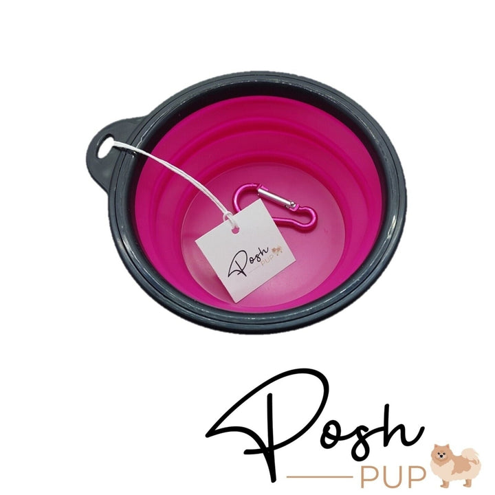 5" Pink Silicone Portable Foldable Collapsible Pet Bowl by Posh Pup Image 4