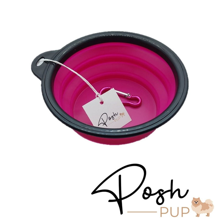 5" Pink Silicone Portable Foldable Collapsible Pet Bowl by Posh Pup Image 6