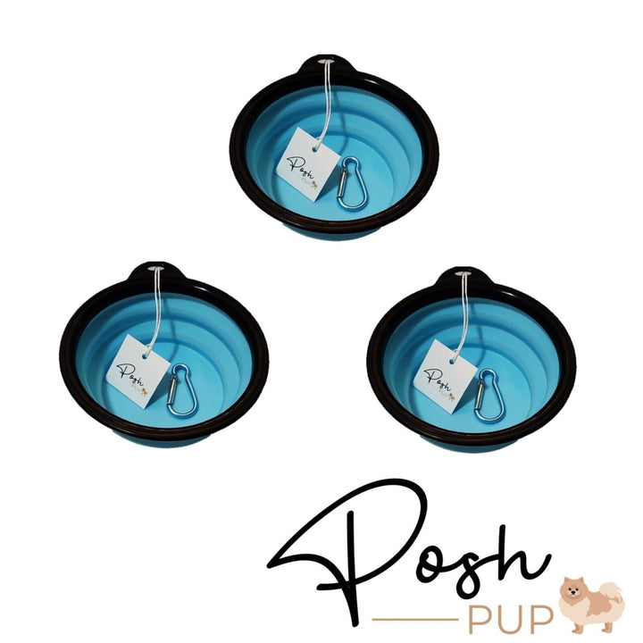 5" Light Blue Silicone Portable Foldable Collapsible Pet Bowl by Posh Pup Image 8