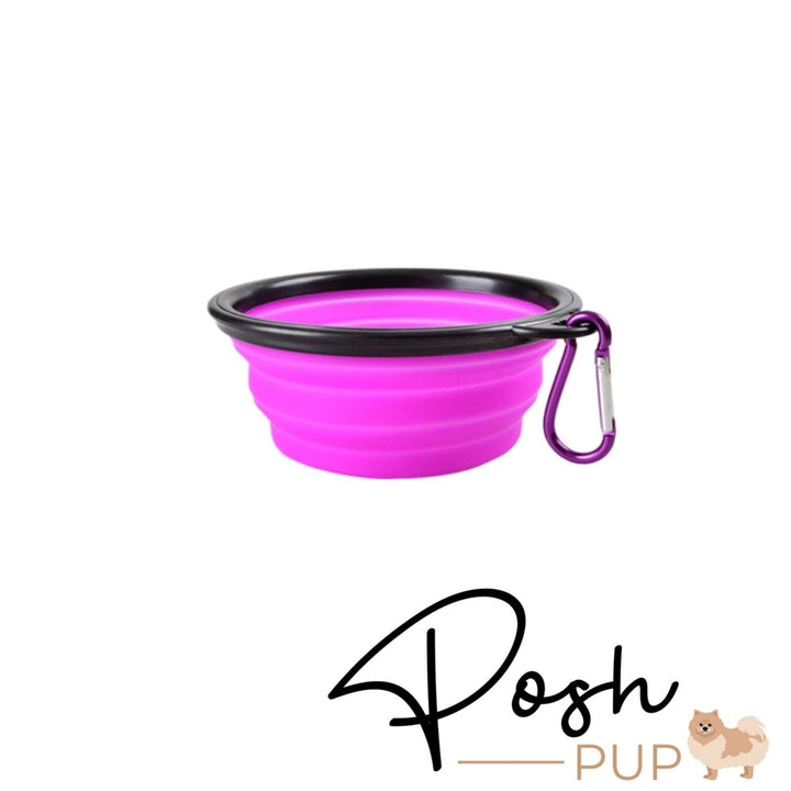 5" Pink Silicone Portable Foldable Collapsible Pet Bowl by Posh Pup Image 1