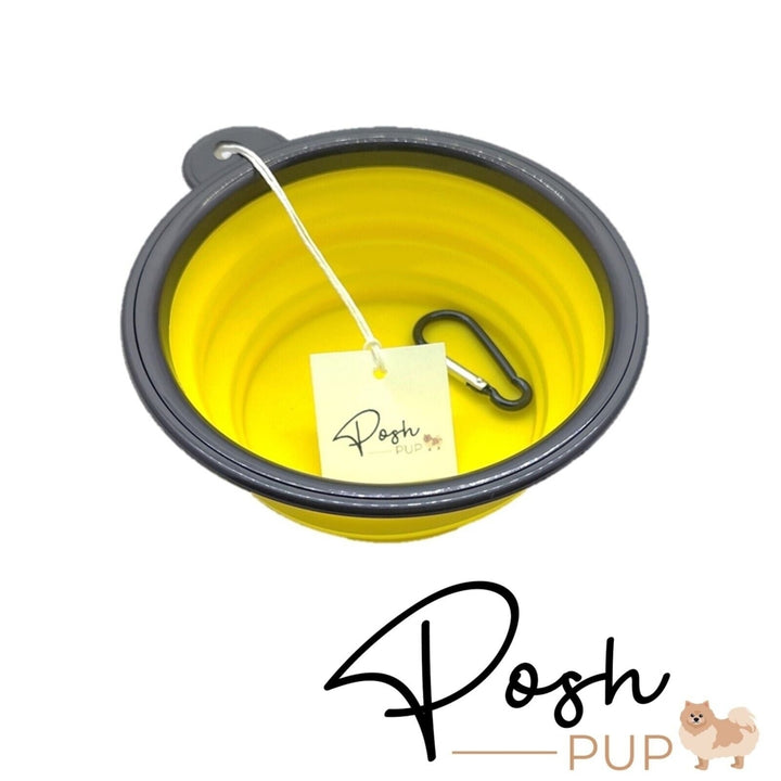 5" Yellow Silicone Portable Foldable Collapsible Pet Bowl by Posh Pup Image 3