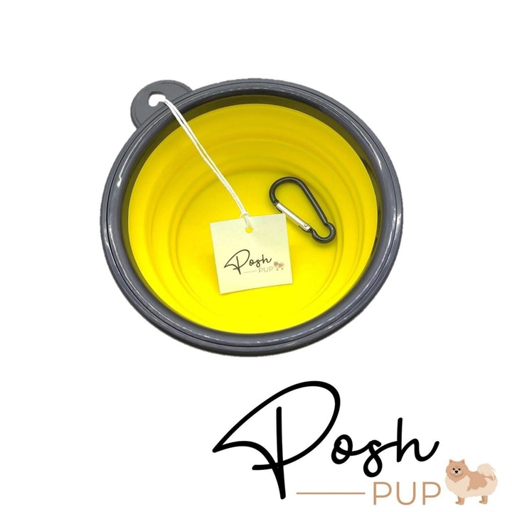 5" Yellow Silicone Portable Foldable Collapsible Pet Bowl by Posh Pup Image 4