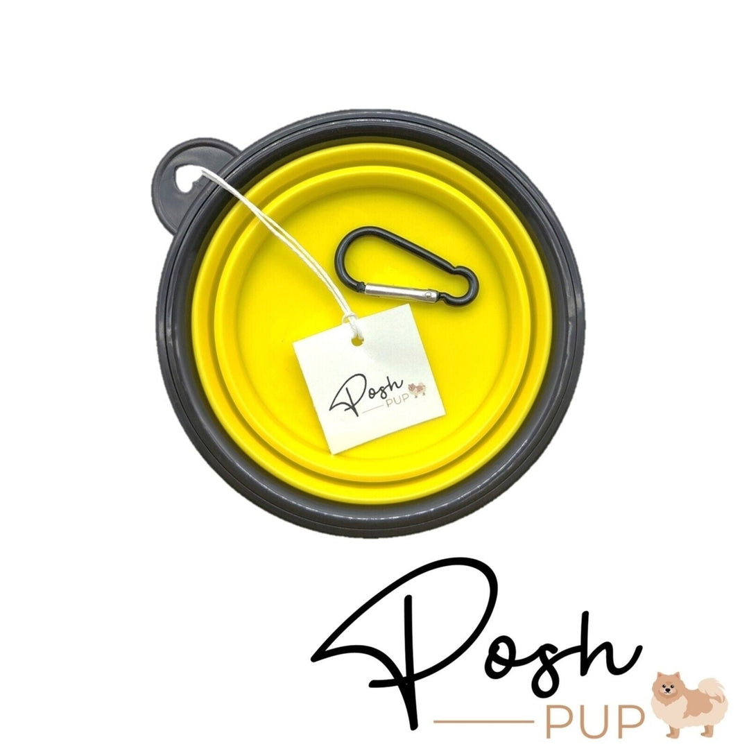 5" Yellow Silicone Portable Foldable Collapsible Pet Bowl by Posh Pup Image 6