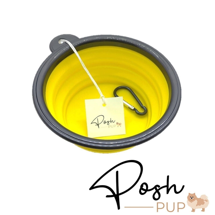 5" Yellow Silicone Portable Foldable Collapsible Pet Bowl by Posh Pup Image 8