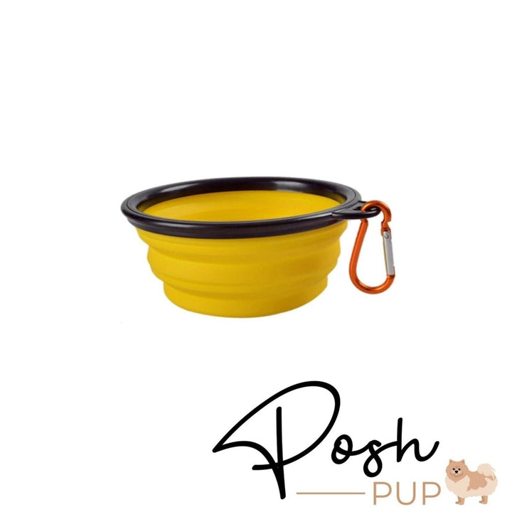 5" Yellow Silicone Portable Foldable Collapsible Pet Bowl by Posh Pup Image 1