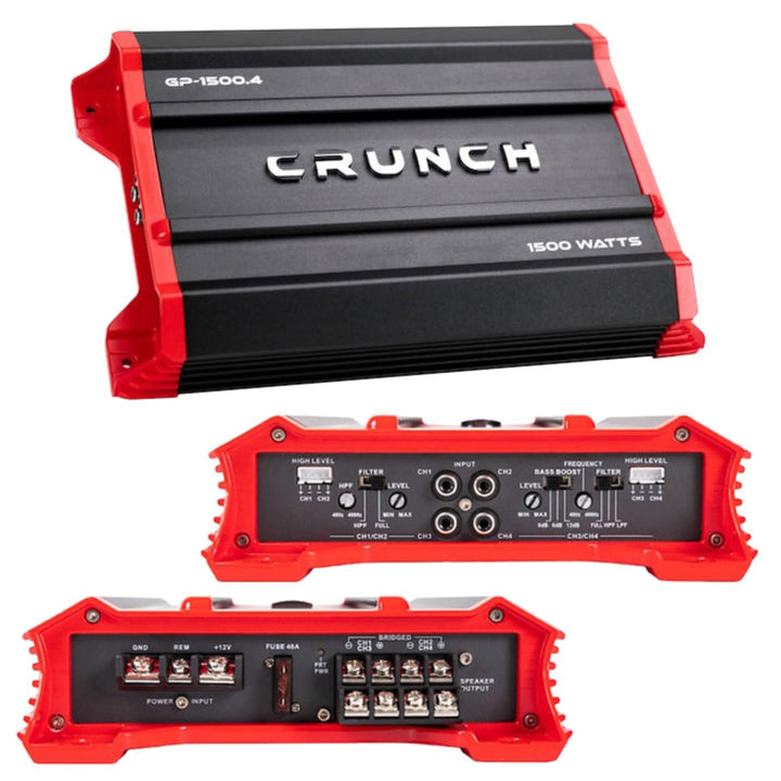 Crunch GP-1500.4 1500 Watt 4 Channel Car Audio Amplifier Stereo Amp Bridgeable Image 1