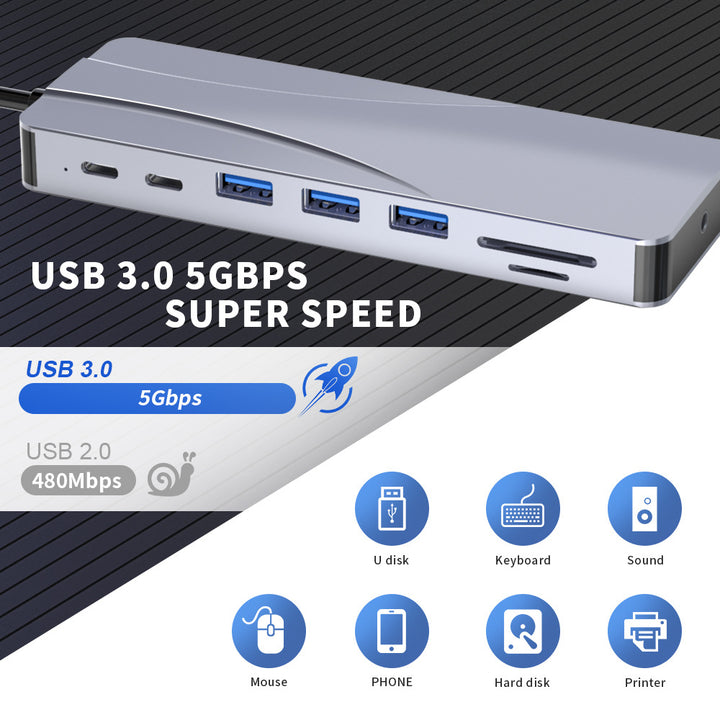 navor 14-in-1 USB C HubUSB Type-C Dongle with 2 HDMIVGA5 USB PortsPDTF and SD Card SlotRJ45 LAN Port3.5mm Audio Port Image 4