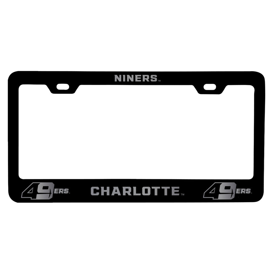 North Carolina Charlotte Forty-Niners NCAA Laser-Engraved Metal License Plate Frame - Choose Black or White Color Image 1