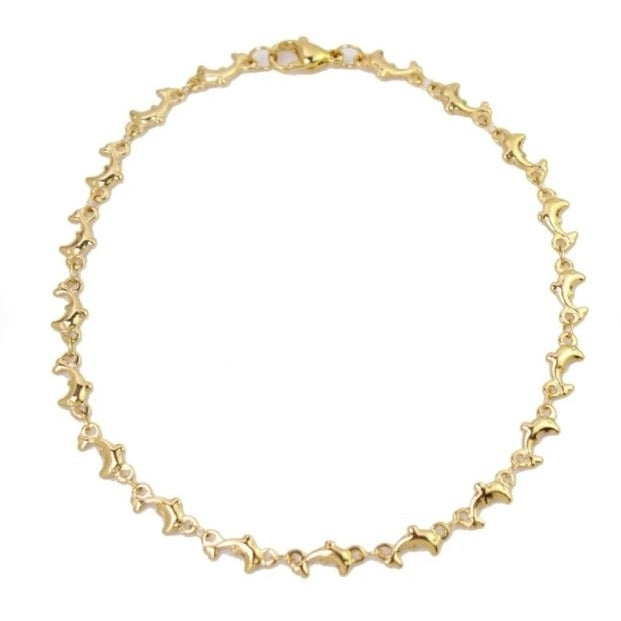 18K Gold Plated Dolphin Anklet Image 4