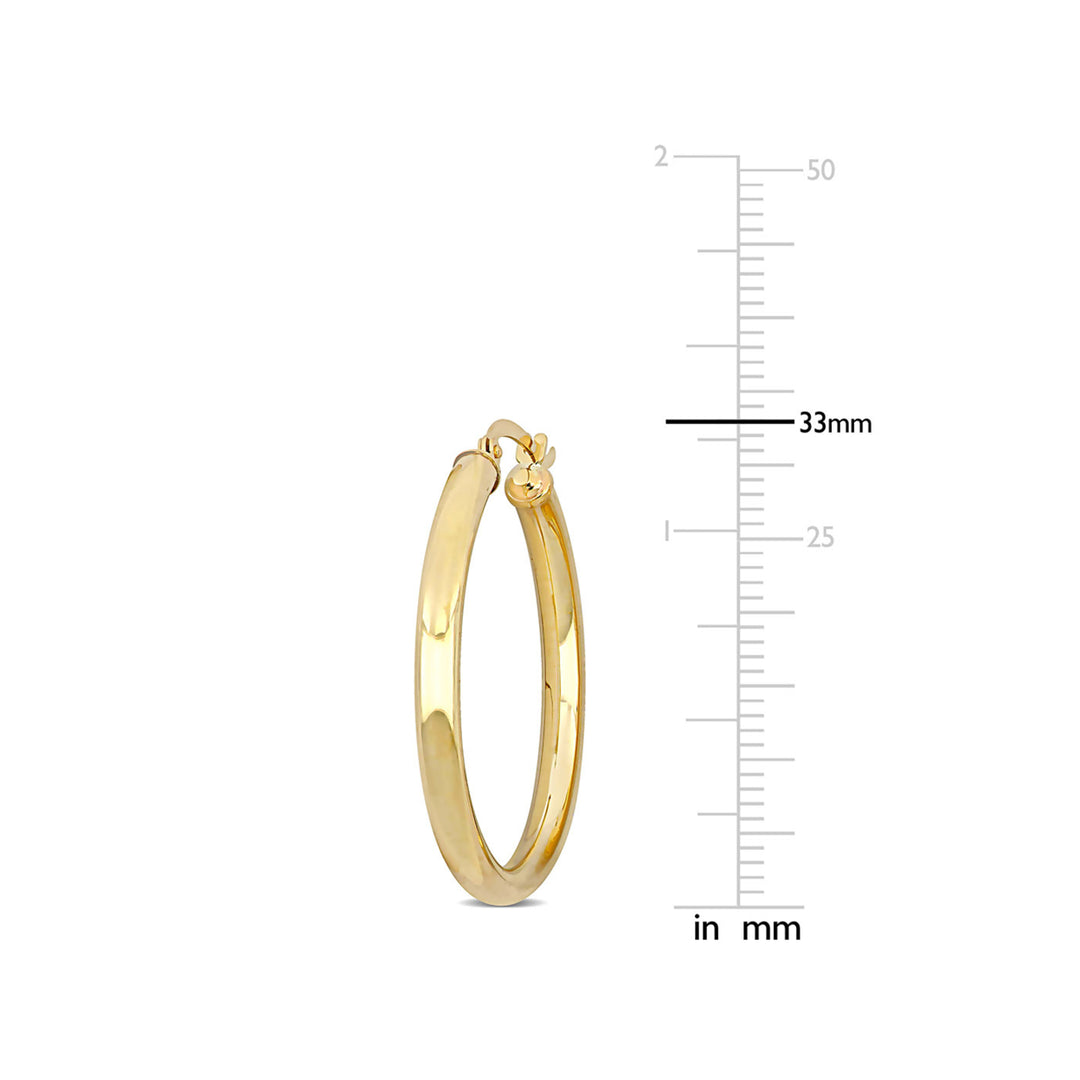 10K Yellow Gold Flat Hoop Earrings (32mm) Image 4