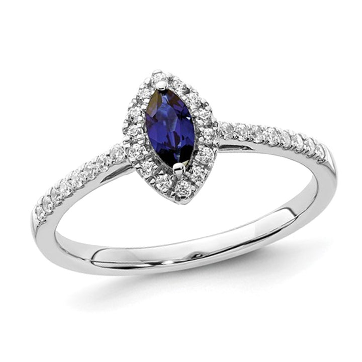 1/3 Carat (ctw) Lab-Created Sapphire Ring in 14K White Gold with Lab-Grown Diamonds Image 1