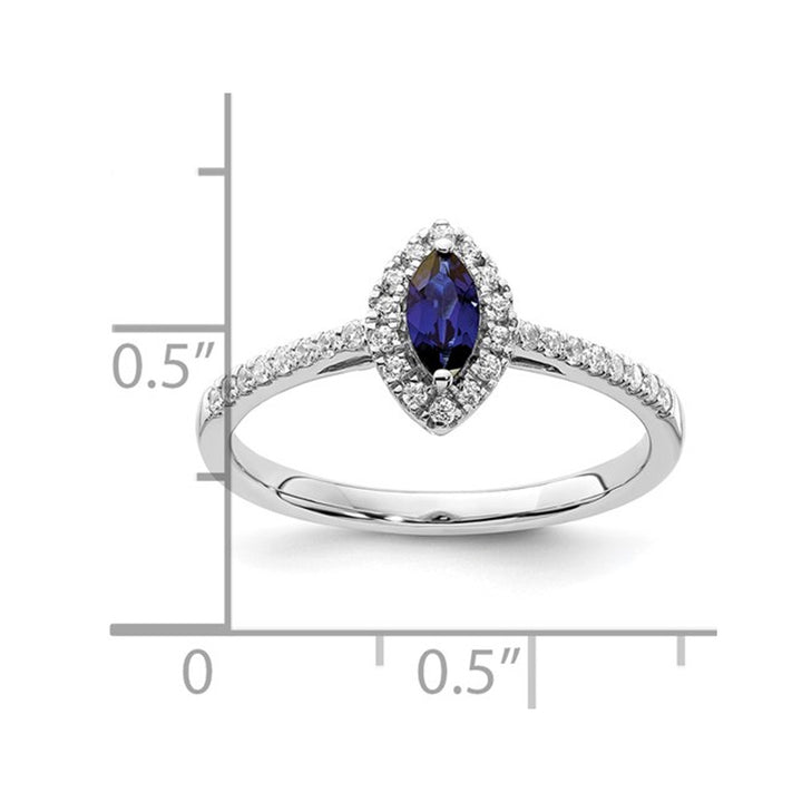 1/3 Carat (ctw) Lab-Created Sapphire Ring in 14K White Gold with Lab-Grown Diamonds Image 3