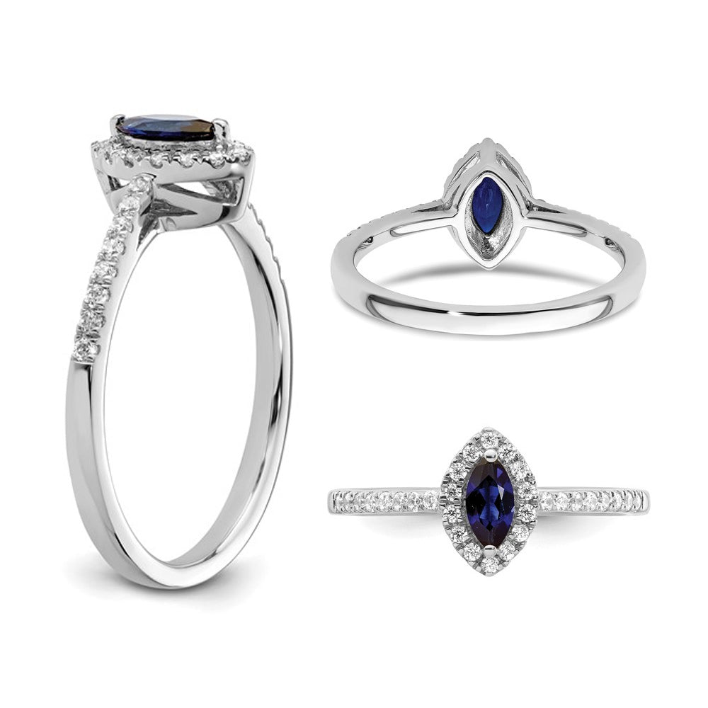 1/3 Carat (ctw) Lab-Created Sapphire Ring in 14K White Gold with Lab-Grown Diamonds Image 4