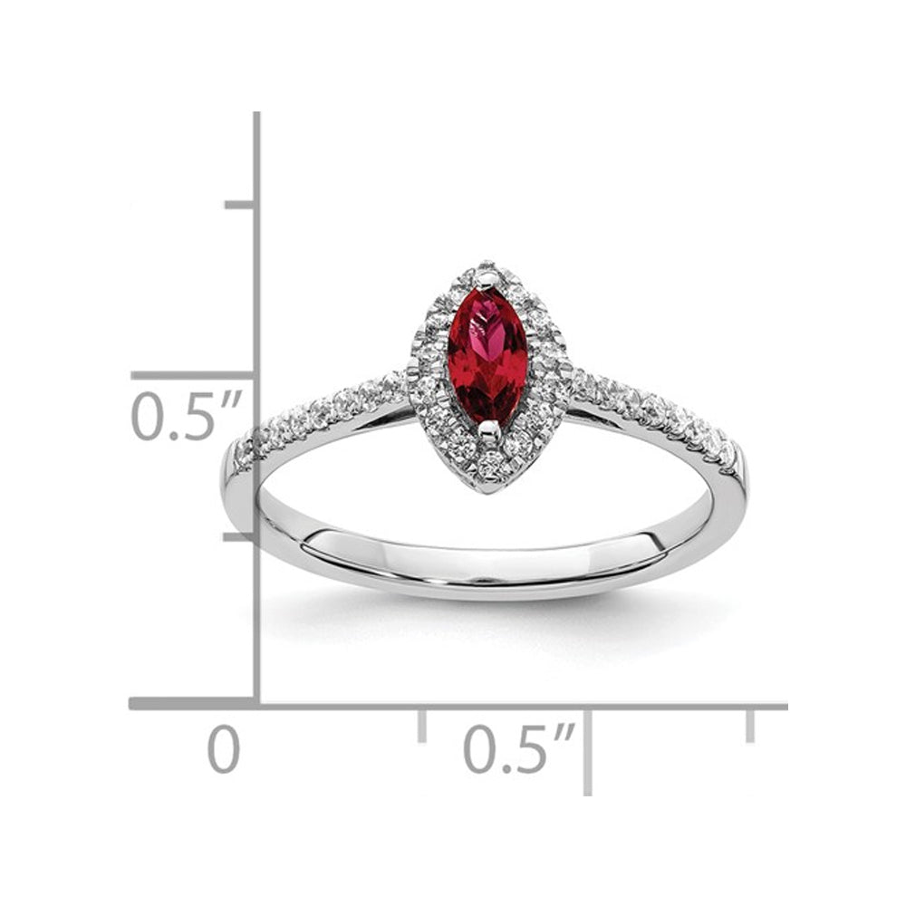 1/3 Carat (ctw) Lab-Created Ruby Ring in 14K White Gold with Lab-Grown Diamonds Image 3