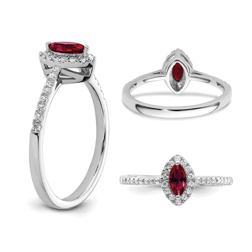 1/3 Carat (ctw) Lab-Created Ruby Ring in 14K White Gold with Lab-Grown Diamonds Image 4