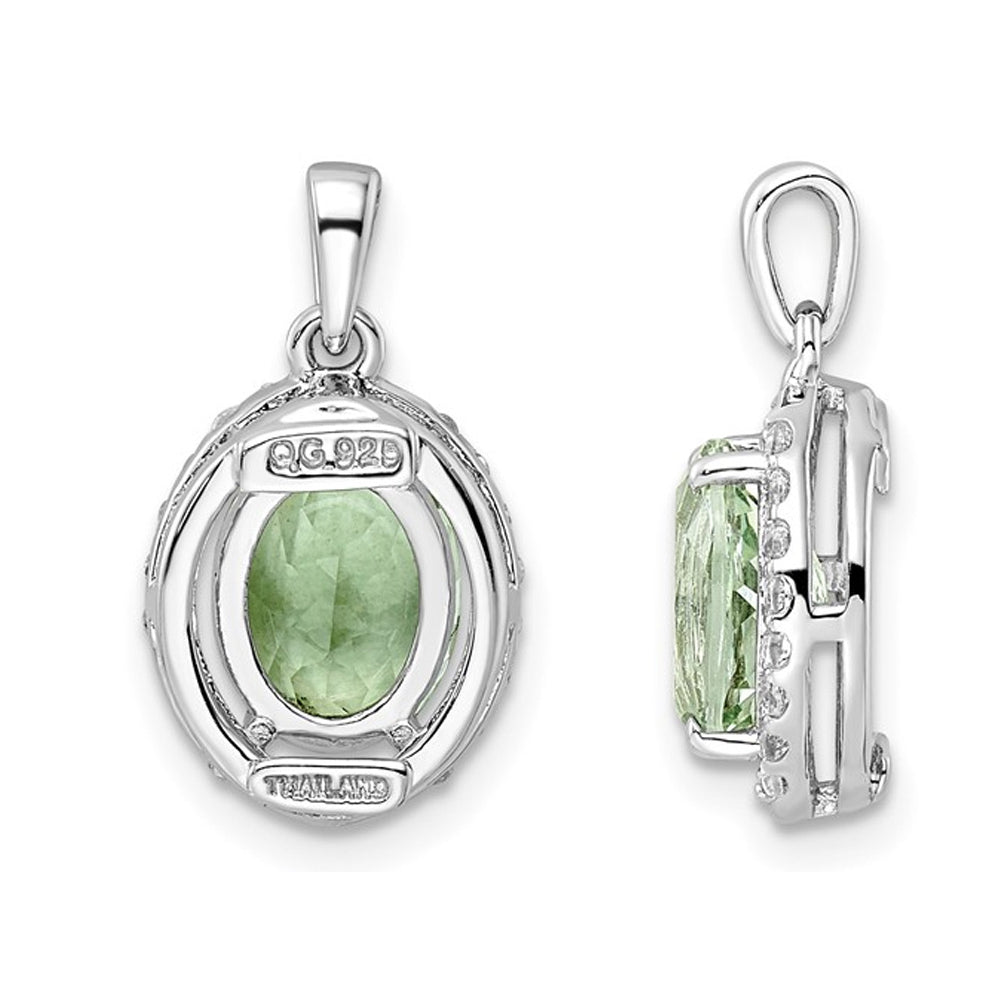 1.75 Carat (ctw) Green Quartz and White Topaz Pendant Necklace in Sterling Silver with Chain Image 2