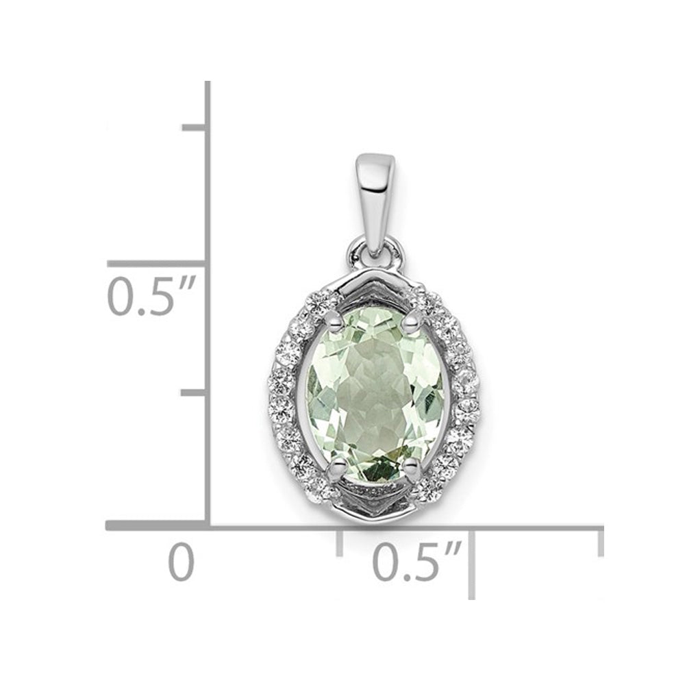 1.75 Carat (ctw) Green Quartz and White Topaz Pendant Necklace in Sterling Silver with Chain Image 3