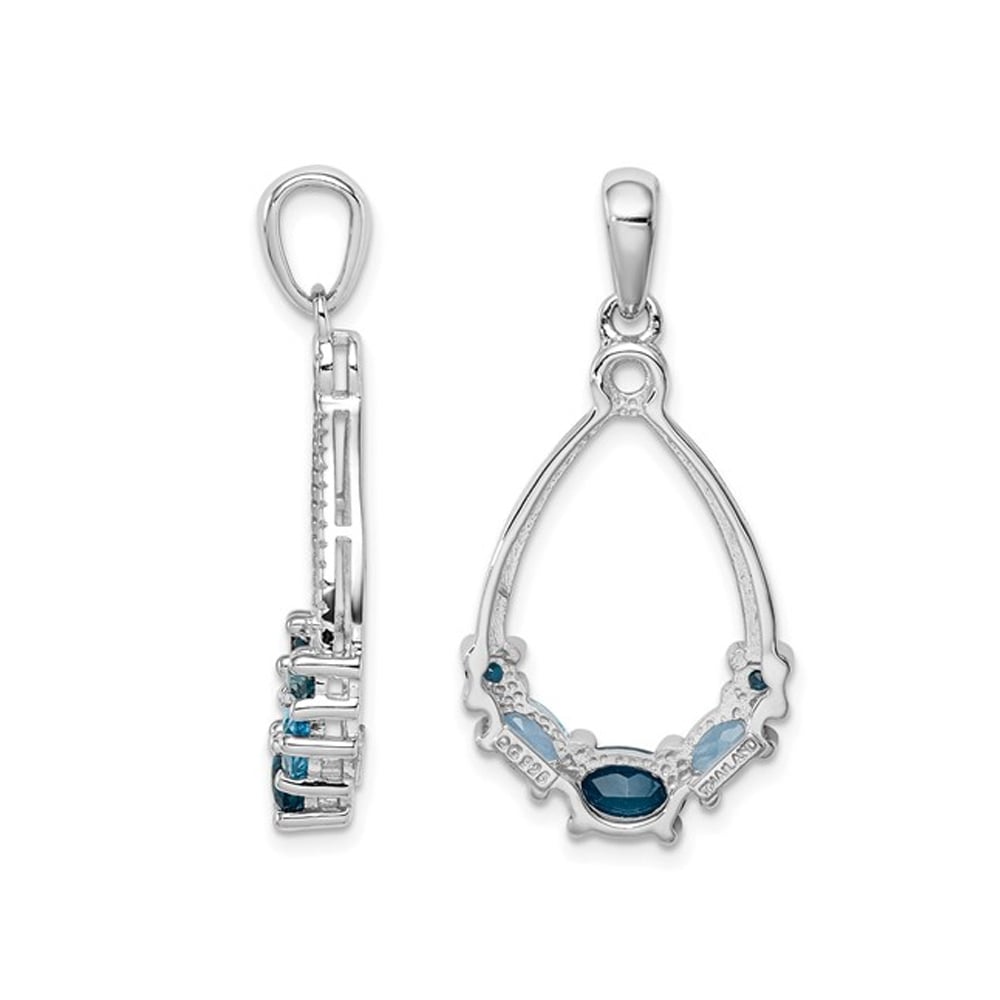 1.25 Carat (ctw) London Blue Topaz Drop Pendant Necklace in Sterling Silver with Chain Image 2